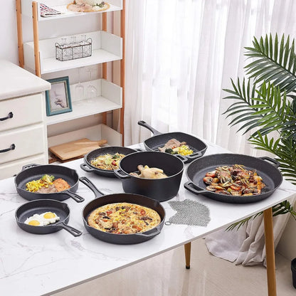 8-Piece Pre-Seasoned Cast Iron Cookware Set
