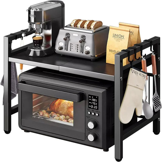 Adjustable Space-Saving Microwave Rack & Storage Organizer