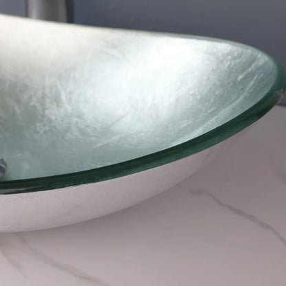 Tempered Glass Washbasin with Waterfall Faucet