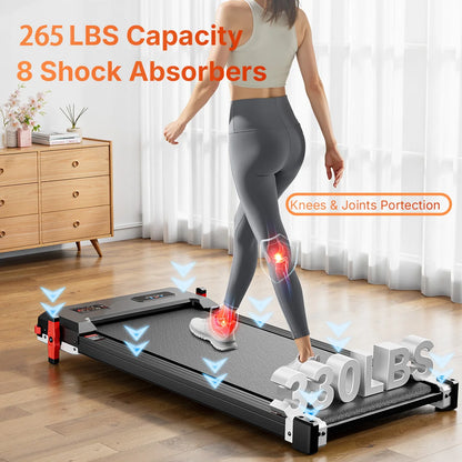 Under Desk Treadmill, Incline Walking Pad Treadmill 330lbs Capacity