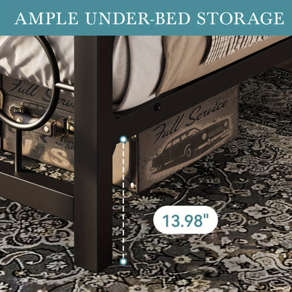 King Queen Size Metal Bed Frame with Vintage Circular Design