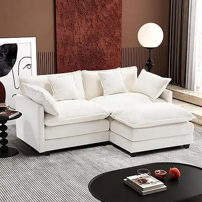 77" L Shaped Modern 3-seated Sofa Modular Sectional with Ottoman