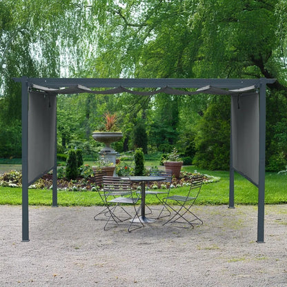 10 x 13 ft Outdoor Pergola with Retractable Shade Canopy