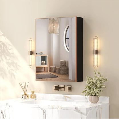 Fully Assembled 24x32 Inch Bathroom Mirror with Storage,