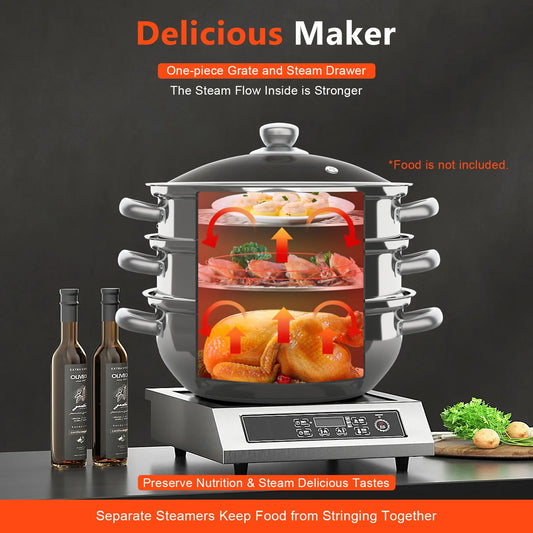 multi-function 3 Tier Large Stainless-Steel Steamer