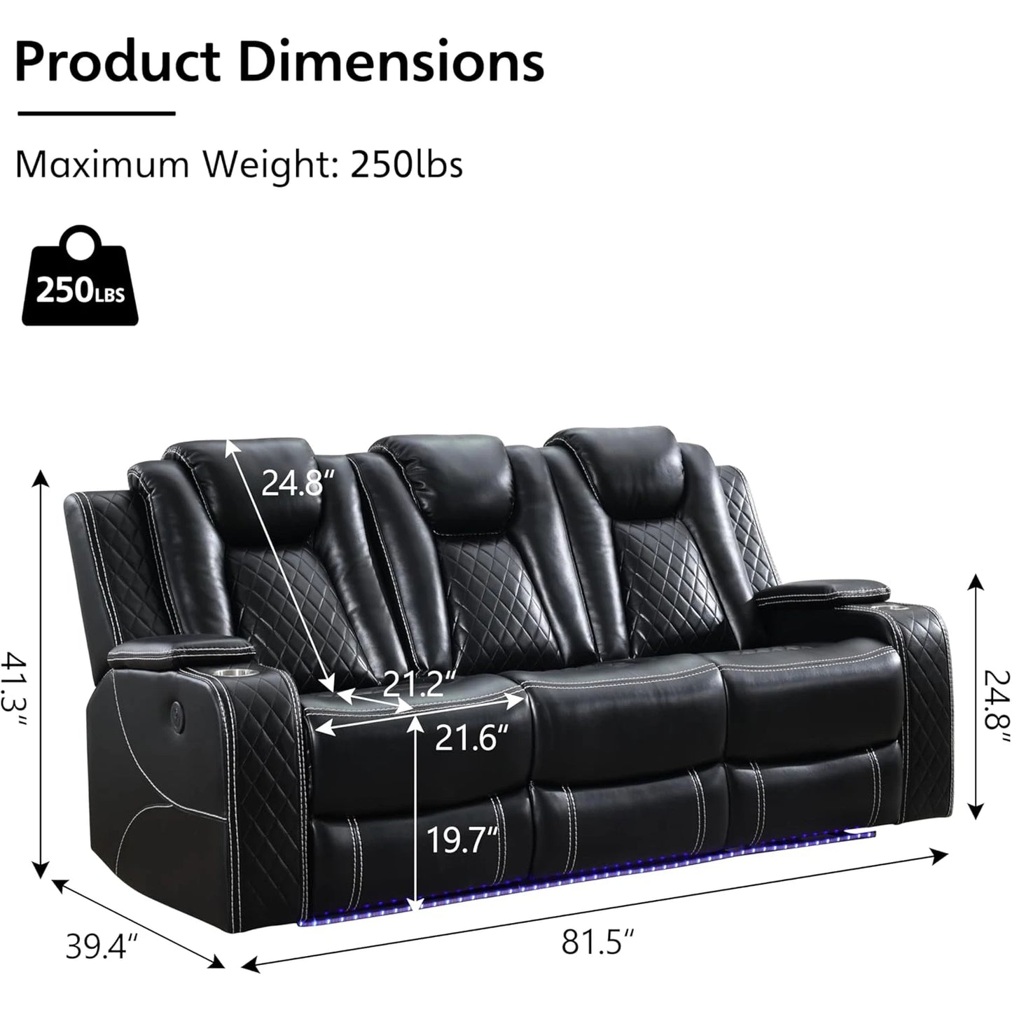 Power Reclining Sofa w/ Wireless Charger and Reading Light
