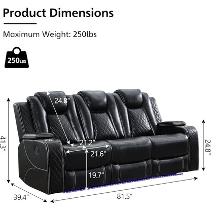 Power Reclining Sofa w/ Wireless Charger and Reading Light