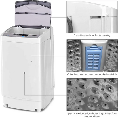 1.34 Cu.ft  Full-Automatic Washing Machine, Portable Compact