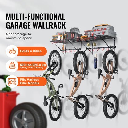 500 lbs. Bike Storage Rack with Adjustable 2 Shelves