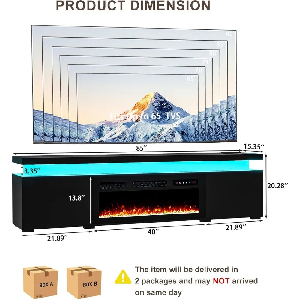 85’’ Fireplace TV Stand, Modern Entertainment Center