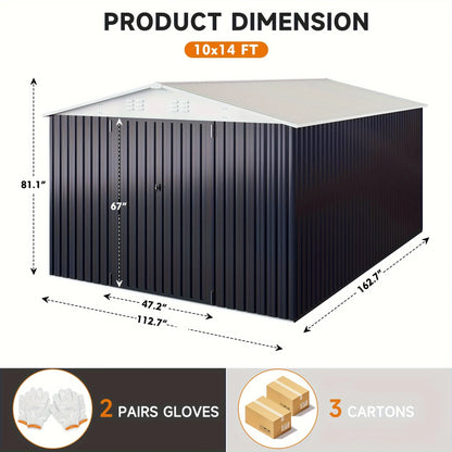 10x10~12x18FT Outdoor Heavy-Duty Frame Shed