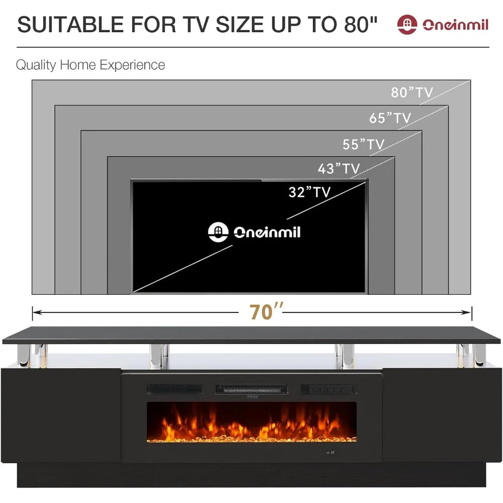 70" Modern Electric Floating TV Stands Wall Mounted