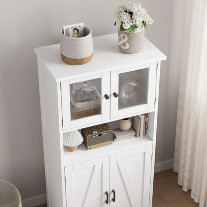 Kitchen Pantry Cupboard with Tempered Glass Doors
