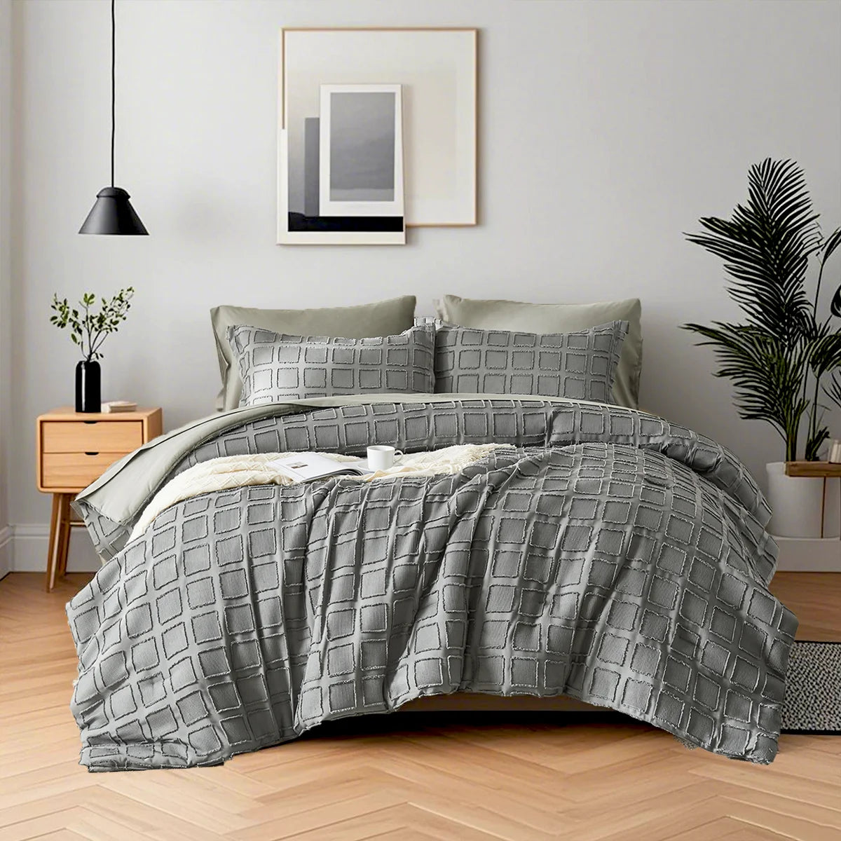 Solid color cut flower Queen size Comforter sets