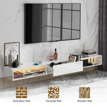 High Gloss floating Media Console with LED Lighting