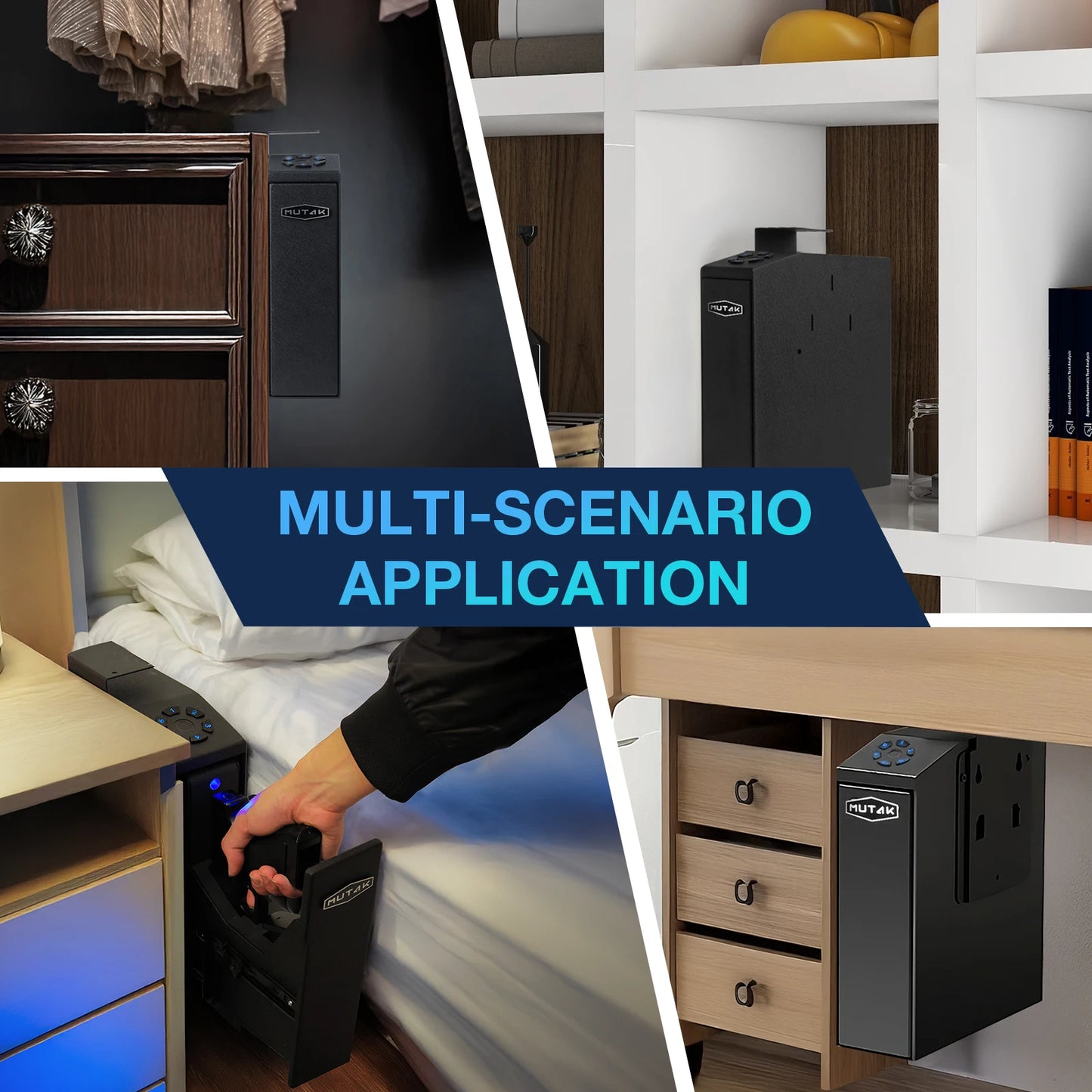 Biometric Slider Bedside Handgun Safe, for Nightstand