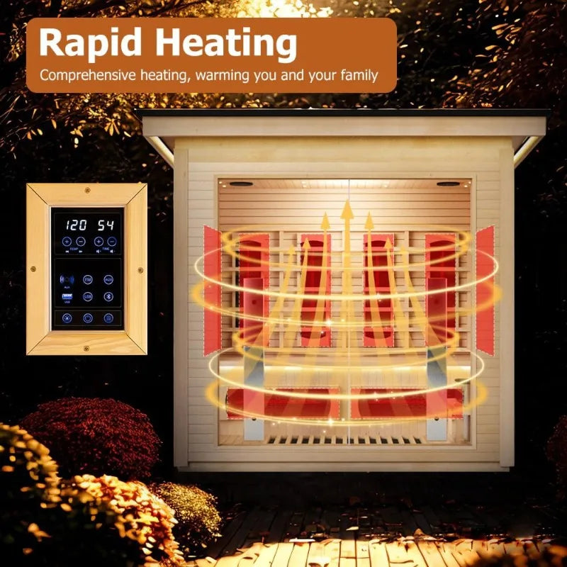 3-4 Person Hybrid Sauna with Infrared and Steam Dual Heating