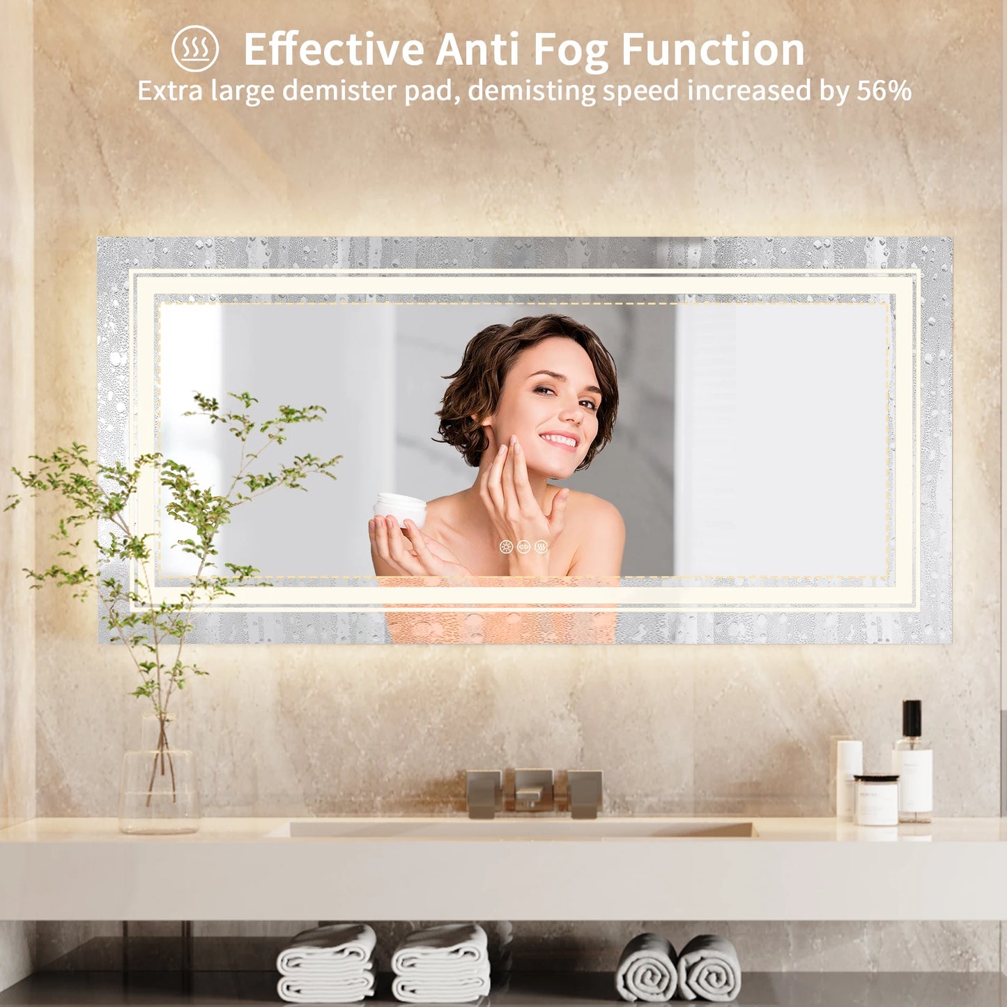 40x24 Inch LED Mirror with Front Light and Backlit