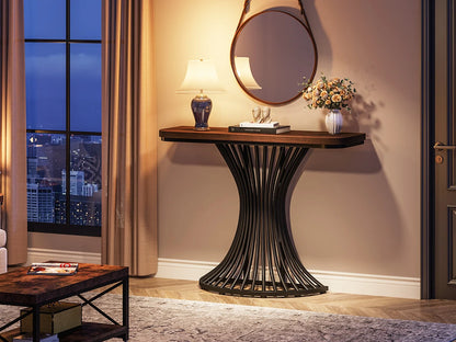 39-Inch Small Console Table with Metal Base
