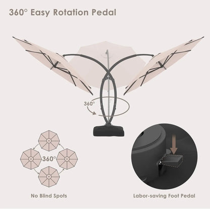 11FT Solar Powered Patio Umbrella with Base