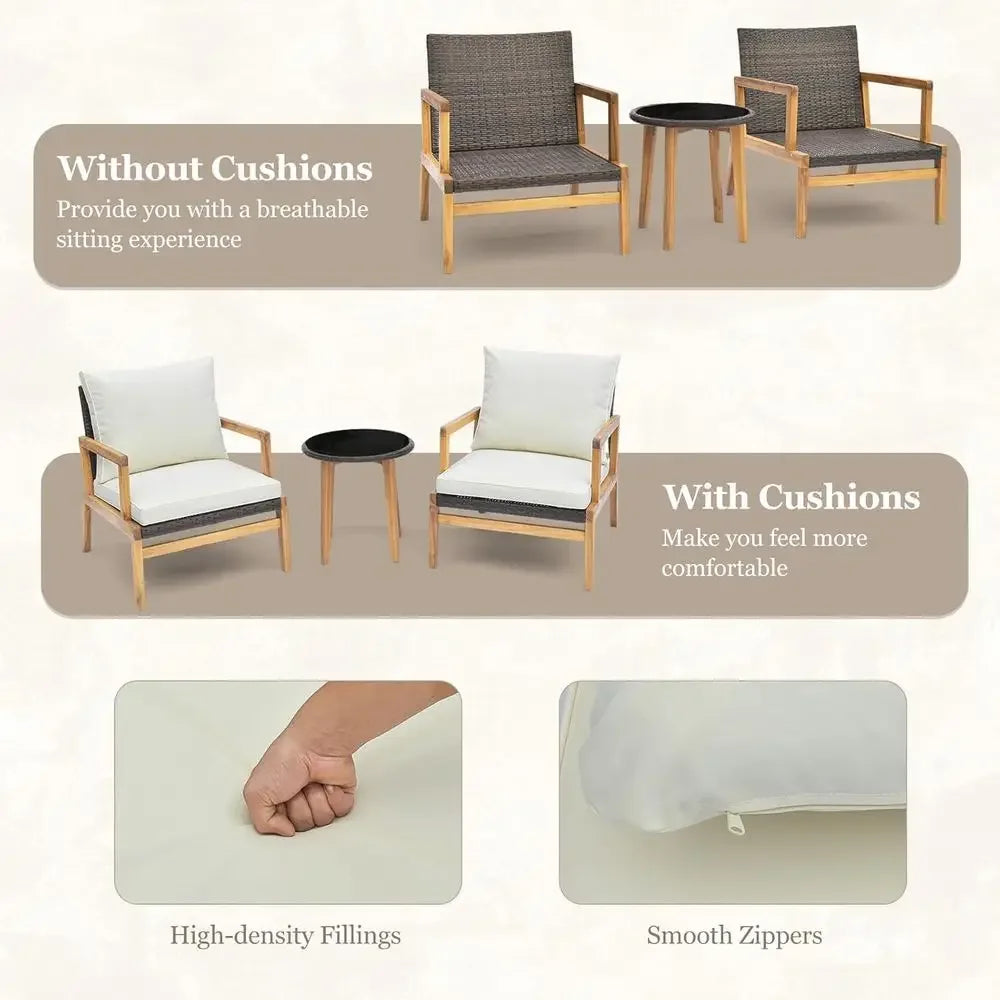 3-Piece Wicker Patio Furniture Set