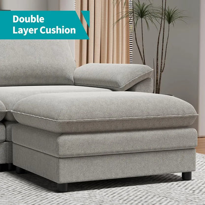 117" Oversized Sectional Sofa with Movable Ottoman