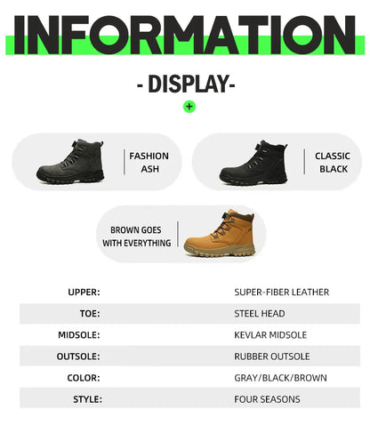 High Top Steel Toe Boots Slip Resistant Anti-Puncture
