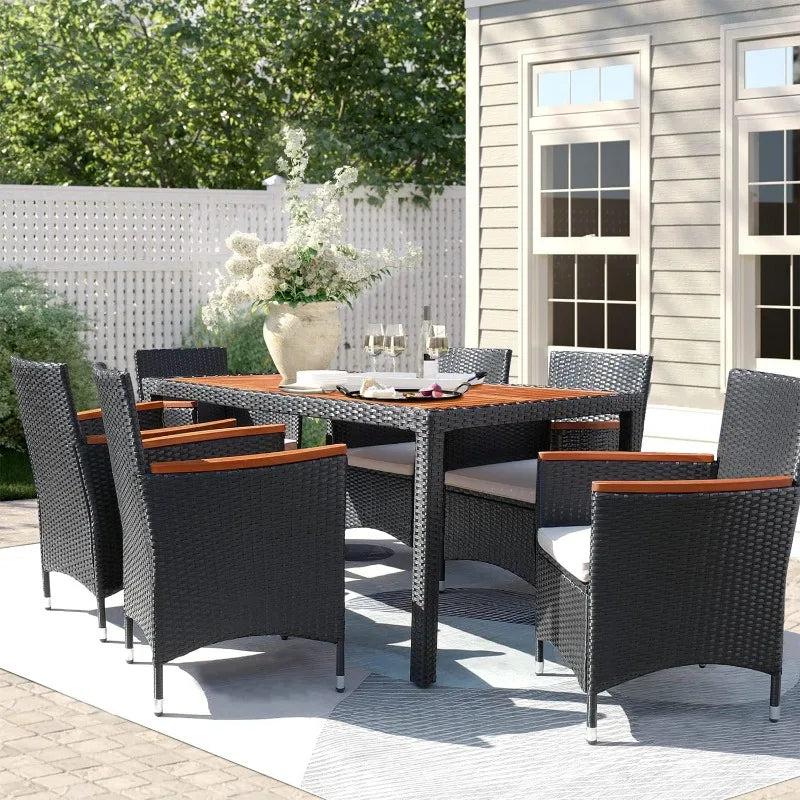 7 Piece Patio Dining Set with Soft Cushions
