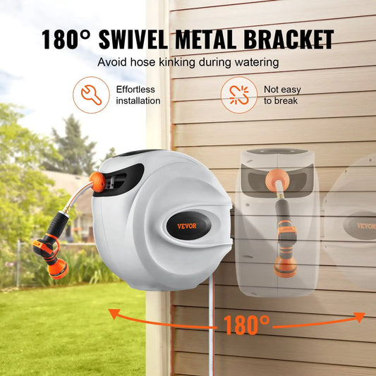 130'x1/2" Retractable Hose Reel Water Hose Reel