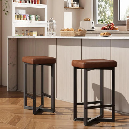 2PCS 24" Bar Stools with Metal X-Frame