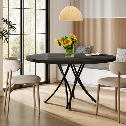 46-Inch Wood Kitchen Table with Sturdy Metal Base
