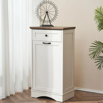 13 Gallons Tilt Out Trash Cabinet with Hideaway Drawer