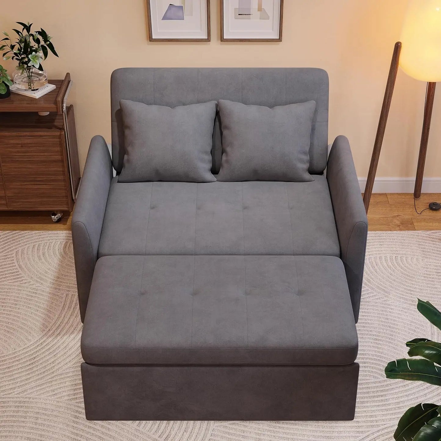46in 3 in 1 Convertible Sleeper Sofa Velvet Loveseat