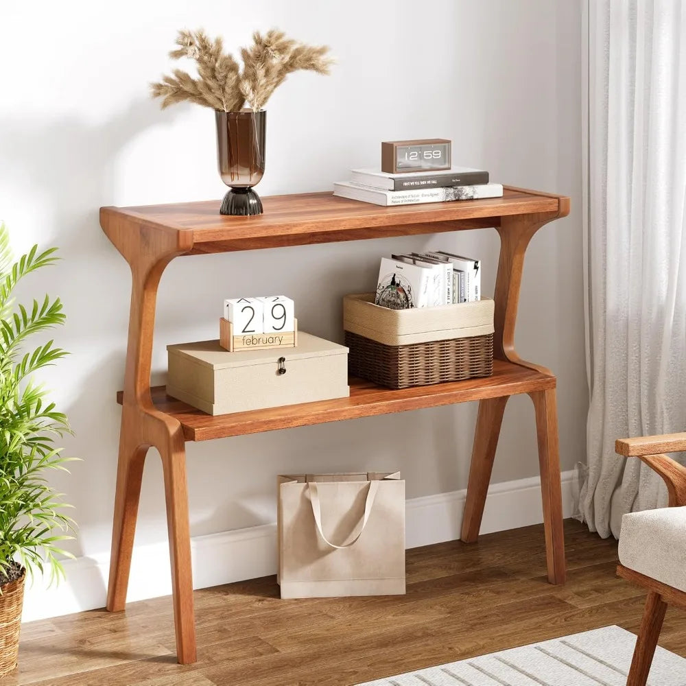 2-layer ultra-thin sofa side table with storage rack