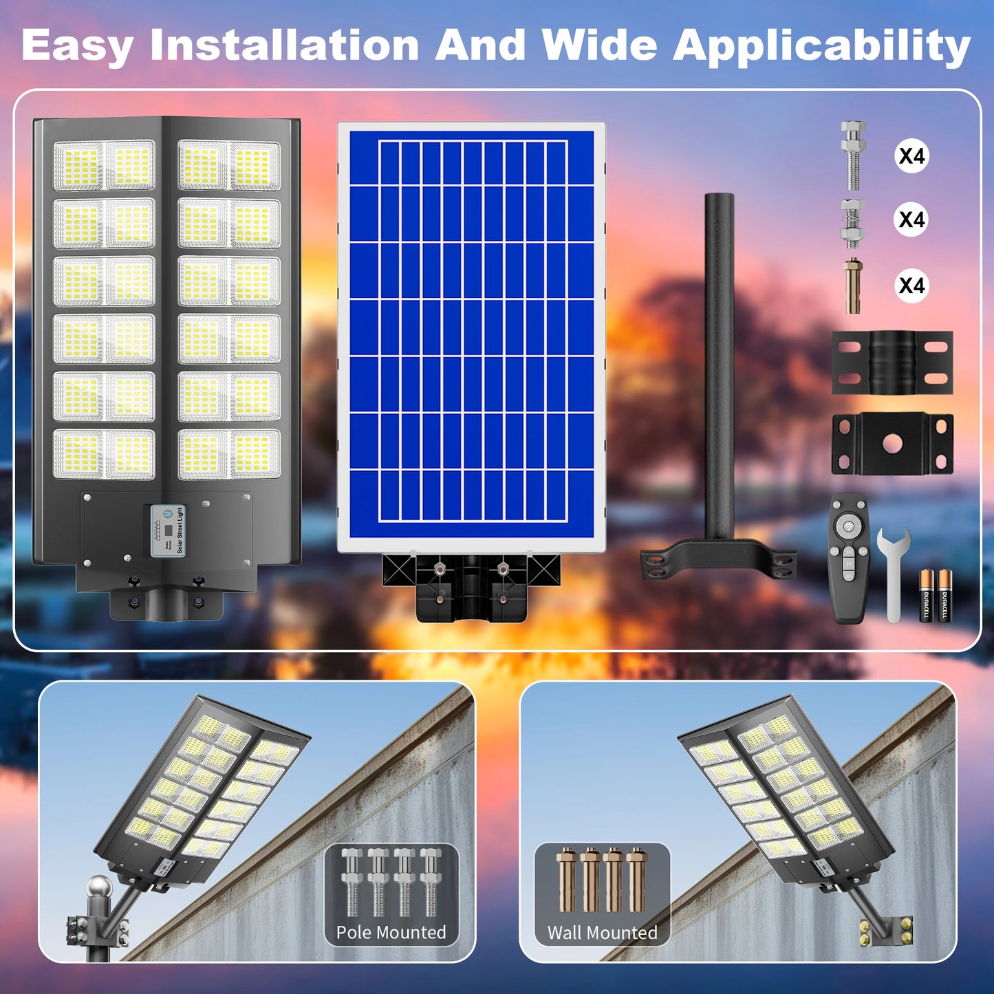 6000-watt solar streetlights with motion sensors
