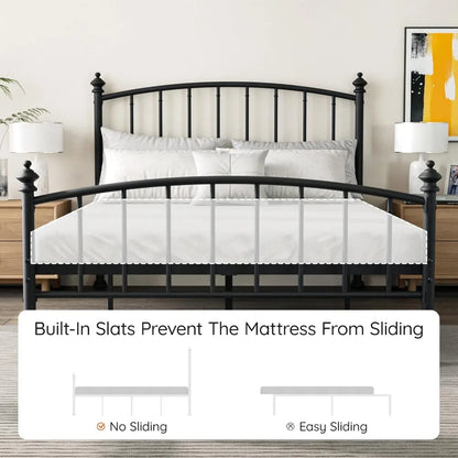 All Size Metal Platform Bed Frame, Victorian Wrought Iron-Art Design