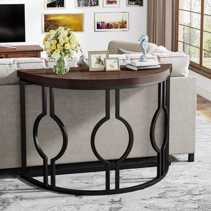 Half Moon Semi Circle Sofa Table with Geometric Base
