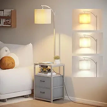 Floor Lamp with Table & 2 Drawers with 3 Color Temperature Led Bulb