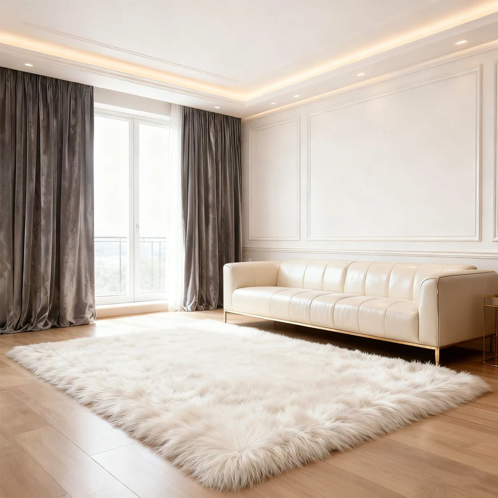 10x12 Fluffy Black Sheepskin Area Rug