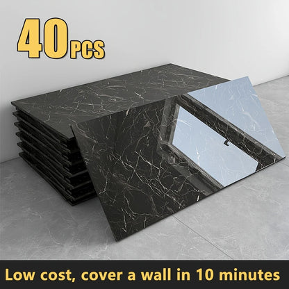 20/40pcs Glossy Marble Pattern Self-Adhesive Wall Panels