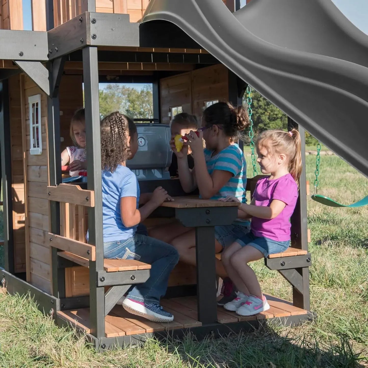 Canyon Creek Cedar Wood Swing Set with Clubhouse