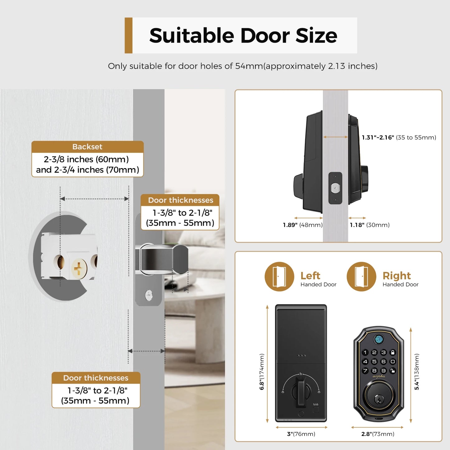 5-in-1 Keyless Entry Door Lock with Keypad