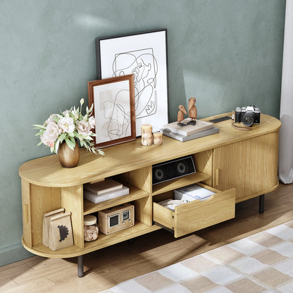 69" TV Stand w/ Power Outlet for TVs up to 80" w/ Adjustable Shelves
