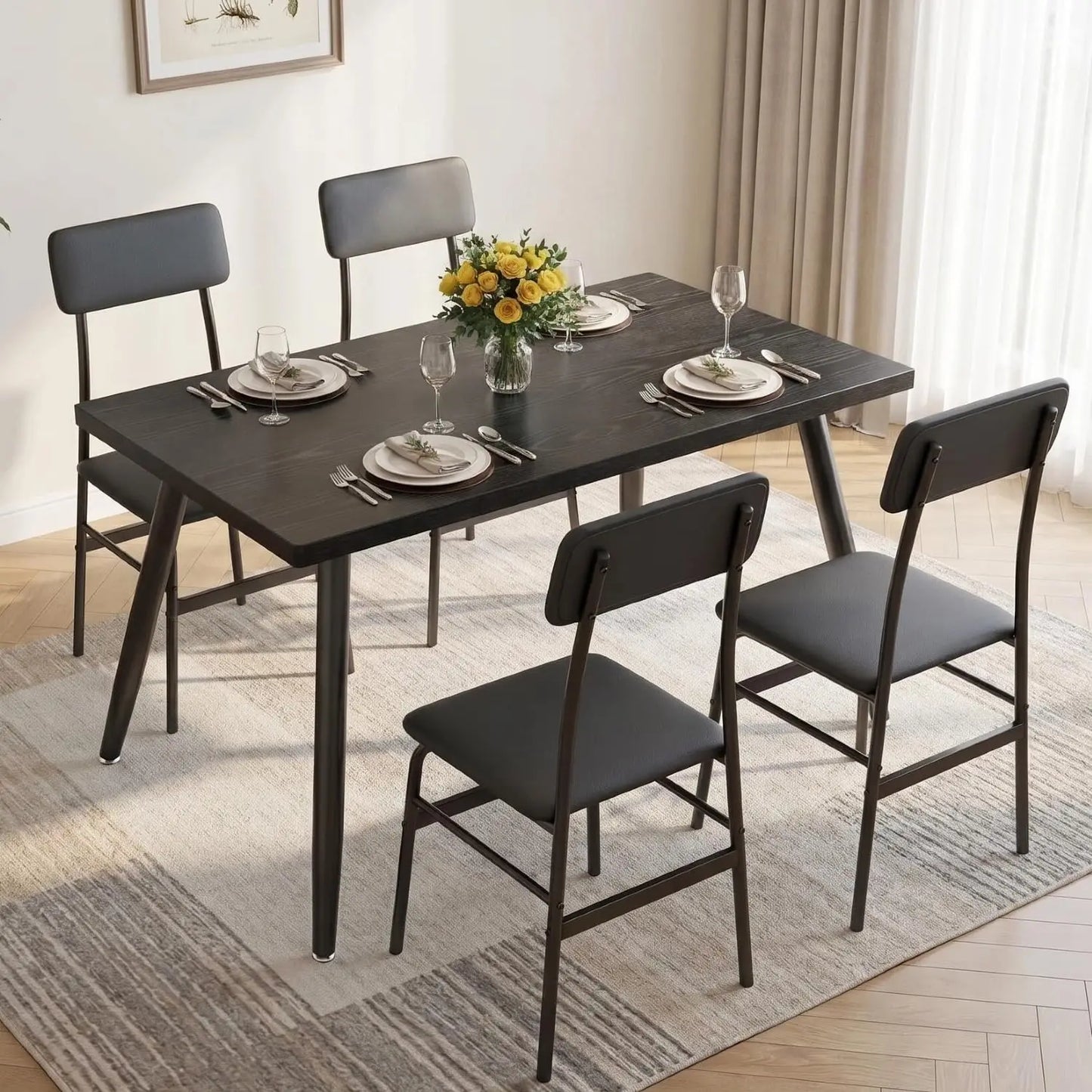 Modern Kitchen Table with Chairs 5-Piece Set