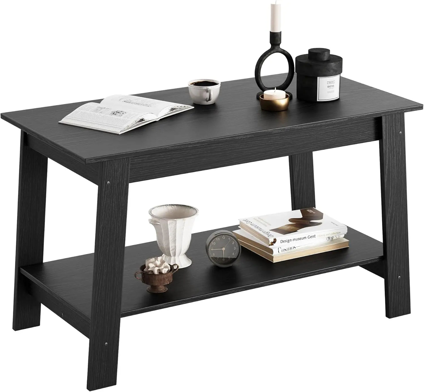 Rustic Farmhouse Wood Coffee Table with Storage Shelf