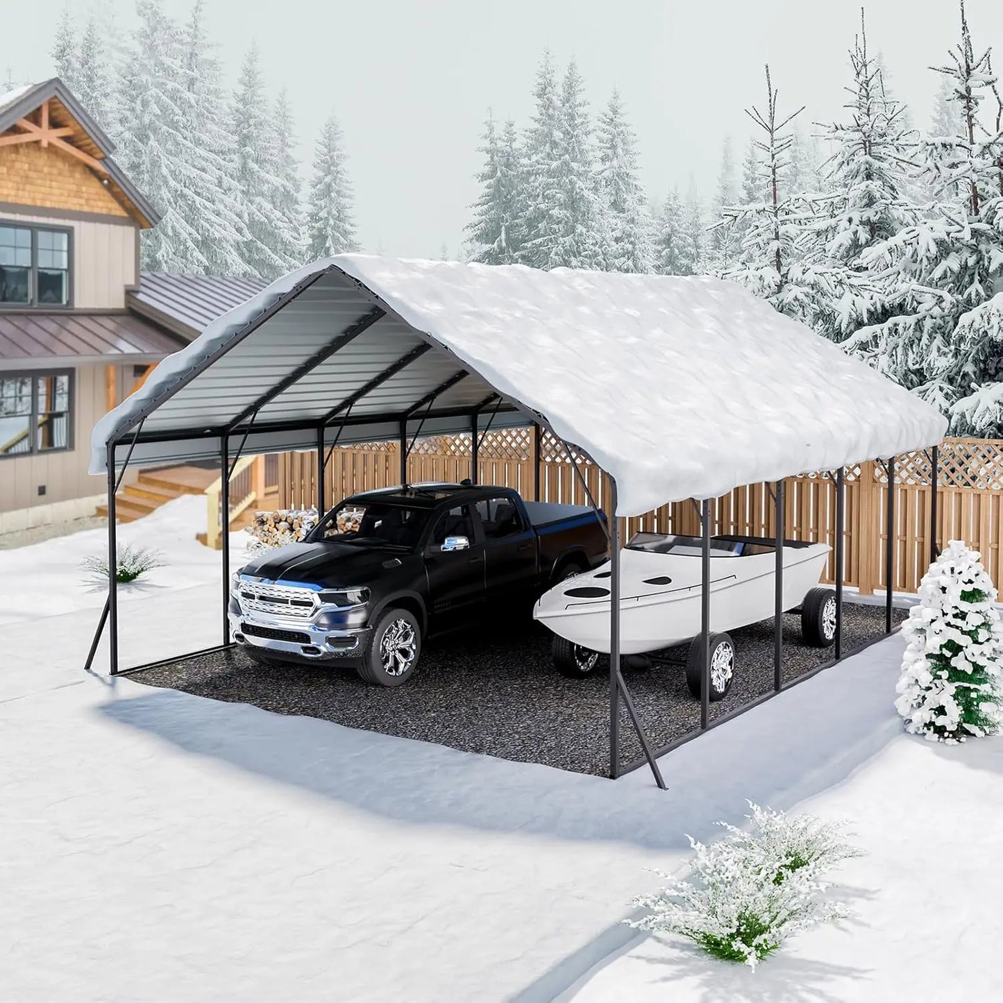 NEW 20x24 ft Heavy Duty Metal Carport with Removable Sidewalls