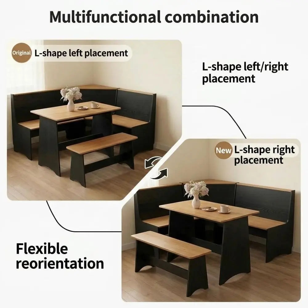 Small Kitchen Table Set with Bench and Storage