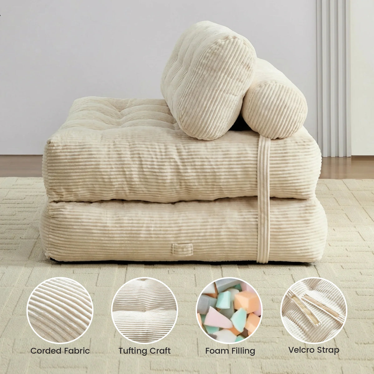52 Inch Width Foldable Convertible Sleeper Chair