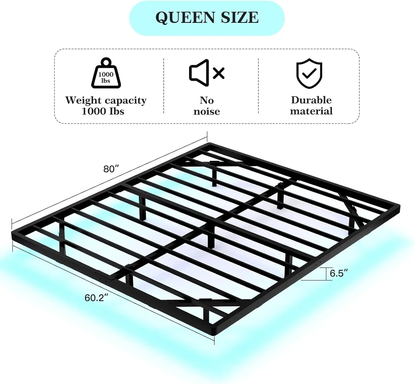 Heavy Duty Metal Queen Size Floating Bed Frame