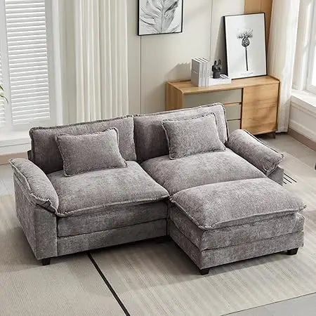 86" Modular Sectional Sofa with Ottoman Throw Pillows